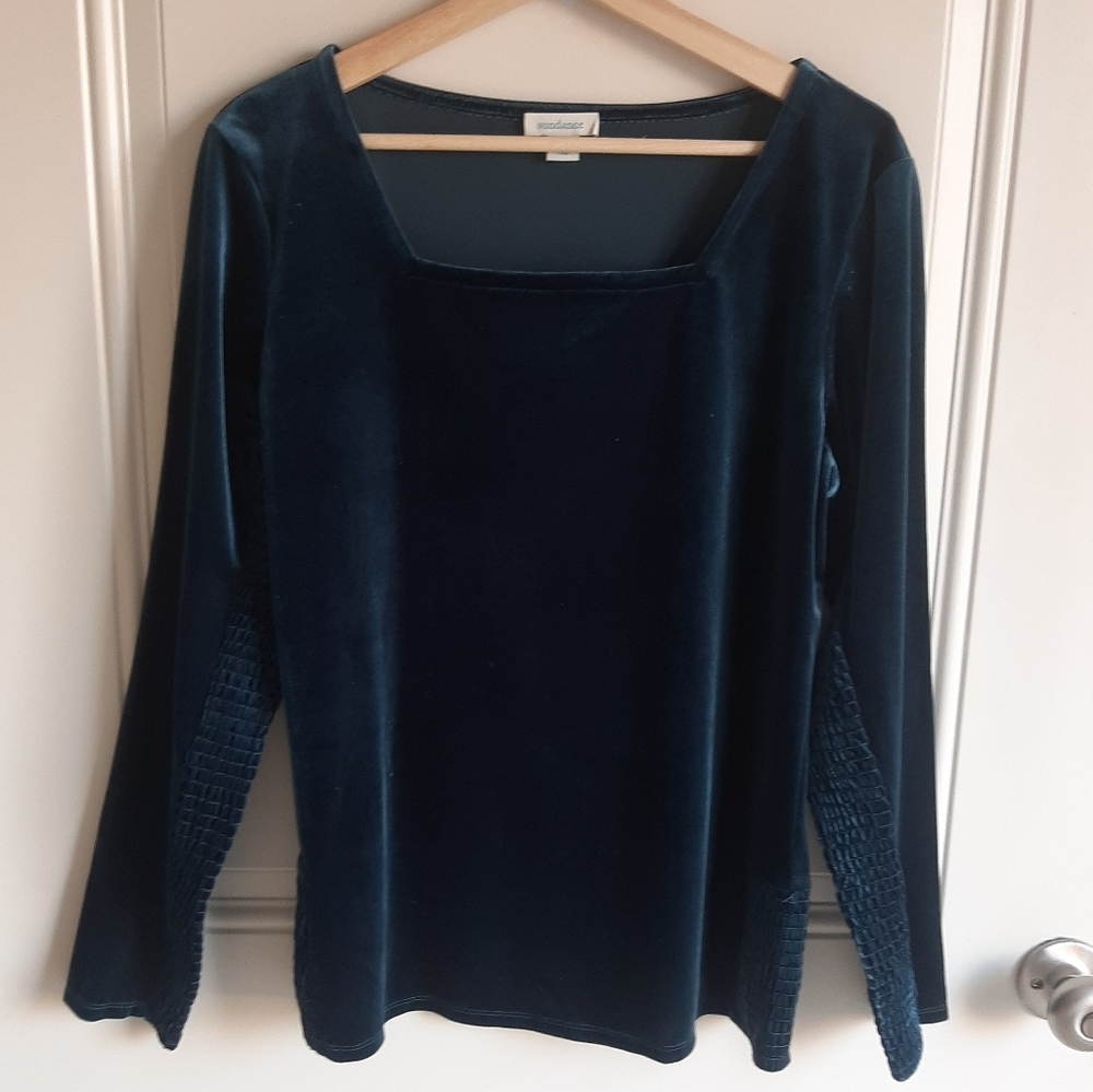 Sundance Teal Elena Velvet Tee Shirt Size Large